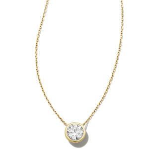 1 ct Lab Grown White Diamond Audrey Pendant Necklace in 14k Yellow Gold