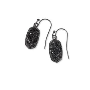 Lee Gunmetal Drop Earrings in Black Drusy