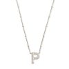 Letter P Pendant Necklace in Silver