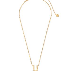 Letter U Pendant Necklace in Gold - alternate view