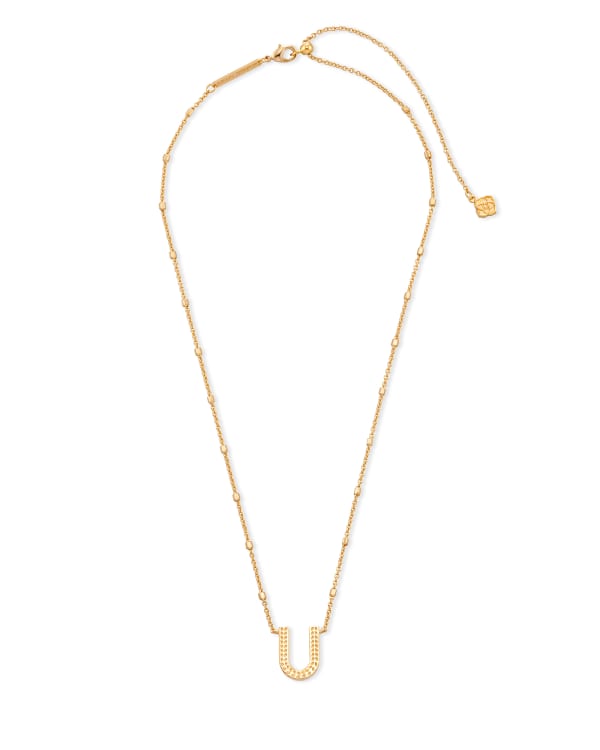 Letter U Pendant Necklace in Gold - alternate view