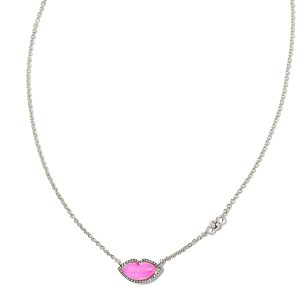 Lips Silver Pendant Necklace in Hot Pink Mother-of-Pearl