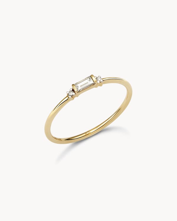 Maria 14k Yellow Gold Band Ring in White Diamond - view 2