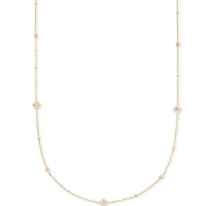 Michelle 14k Yellow Gold Strand Necklace in White Diamond