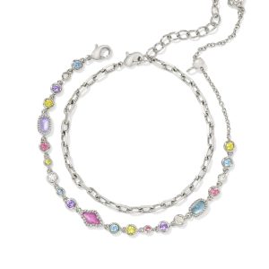 Mini Elisa and Abbie Silver Set of 2 Delicate Chain Bracelets