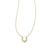 Noble 14k Yellow Gold Horseshoe Short Pendant Necklace in White Diamond