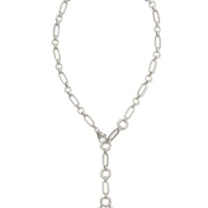 Noble Vintage Silver Horseshoe Y Necklace in Variegated Dark Teal Magnesite