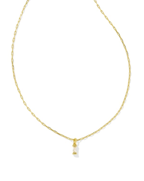 Phoebe Gold Short Pendant Necklace in White CZ
