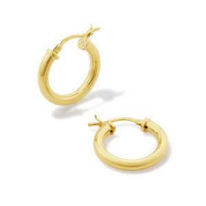 Tube Small 20mm Hoop Earrings in 18k Gold Vermeil - view 2