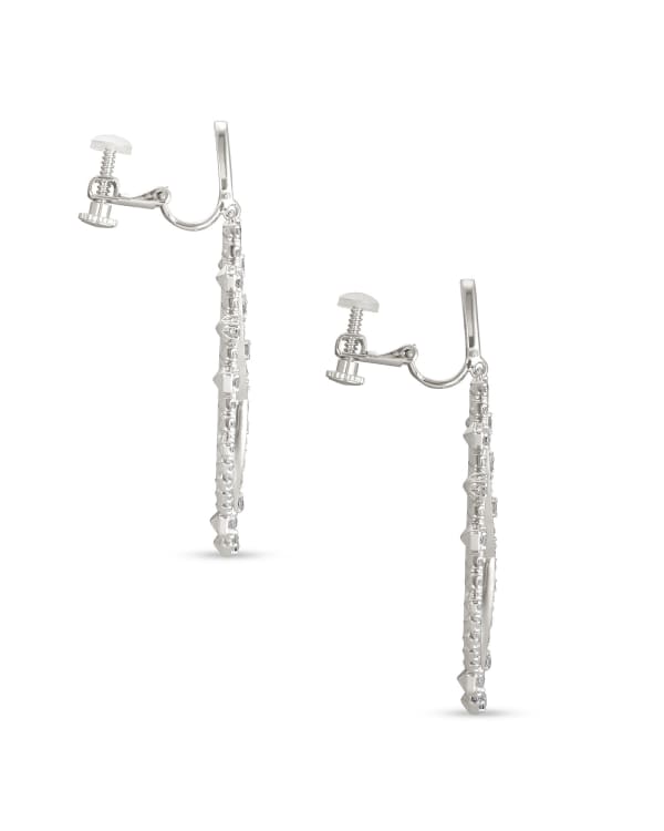 Sophee Crystal Clip-On Drop Earrings in Silver - view 2
